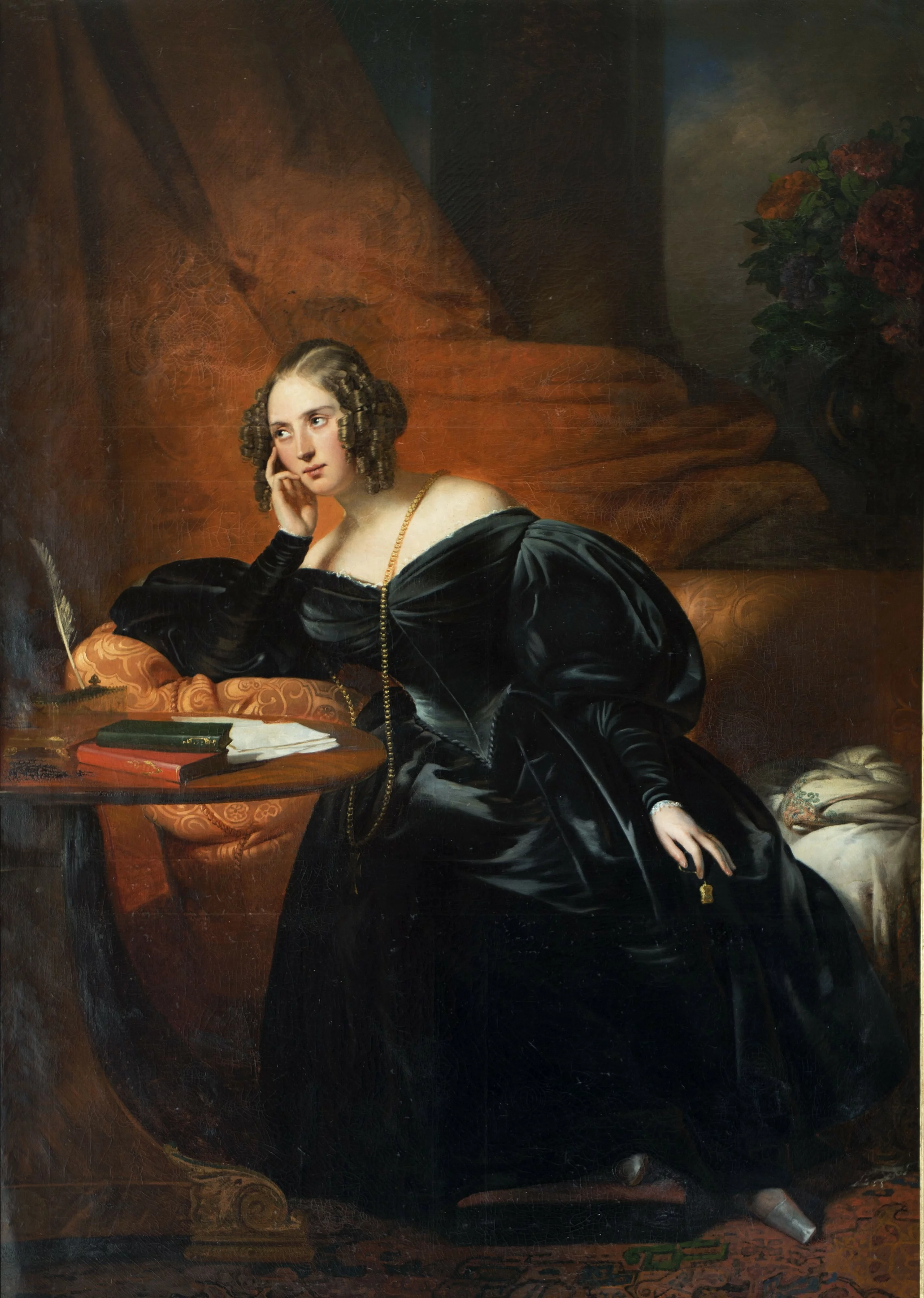 Estampe Gravure XIXe Siècle "Regret" D'après Dubufe & Reynolds - Portrait De Femme, Bon état